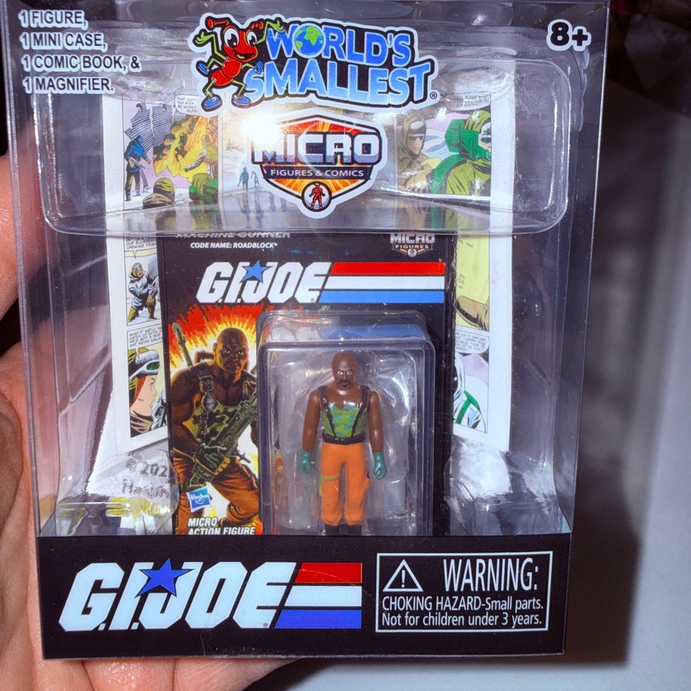 World's Smallest GI Joe Roadblock Micro Figure Kids OS Orange NEW Comic Case